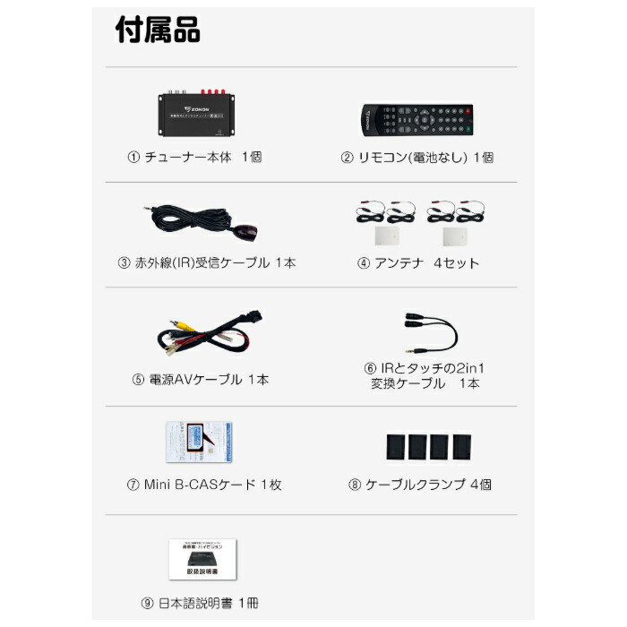 楽天市場】V0051 EONON 地デジチューナー 4×4高感度フルセグチューナー