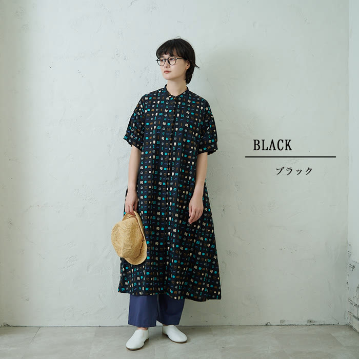 楽天市場】お出かけ総柄刺繍ワンピース ナチュラル カジュアル 北欧