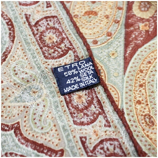 楽天市場】エトロ ウール・シルク 長方形 大判 ストール グリーン