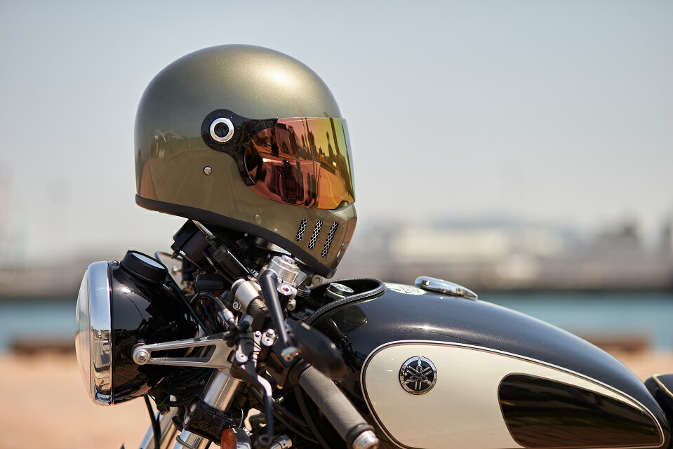 楽天市場】フルフェイス へルメット バイク ビンテージ メタリック