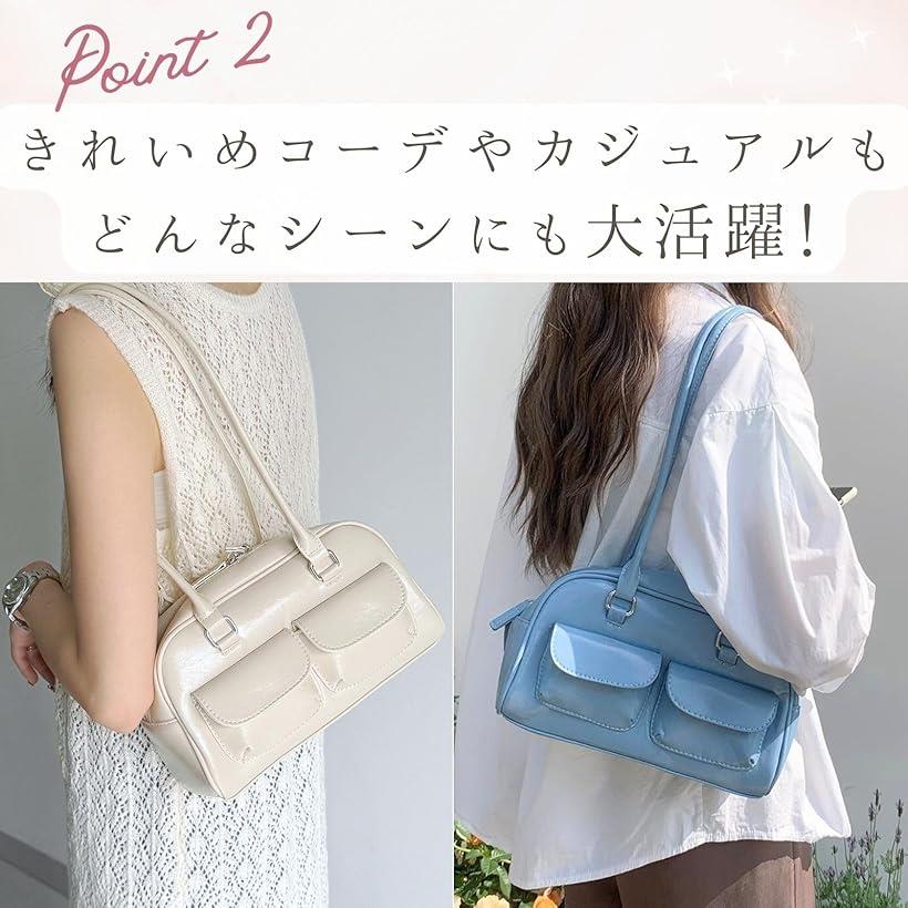 楽天市場】ダブルポケット ミニボストンバッグ 横長バッグ レディース