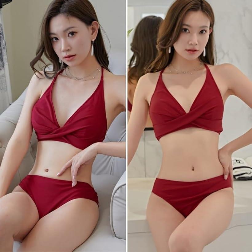 楽天市場】ビキニ 水着 ホルターネック カシュクール スイムドレス