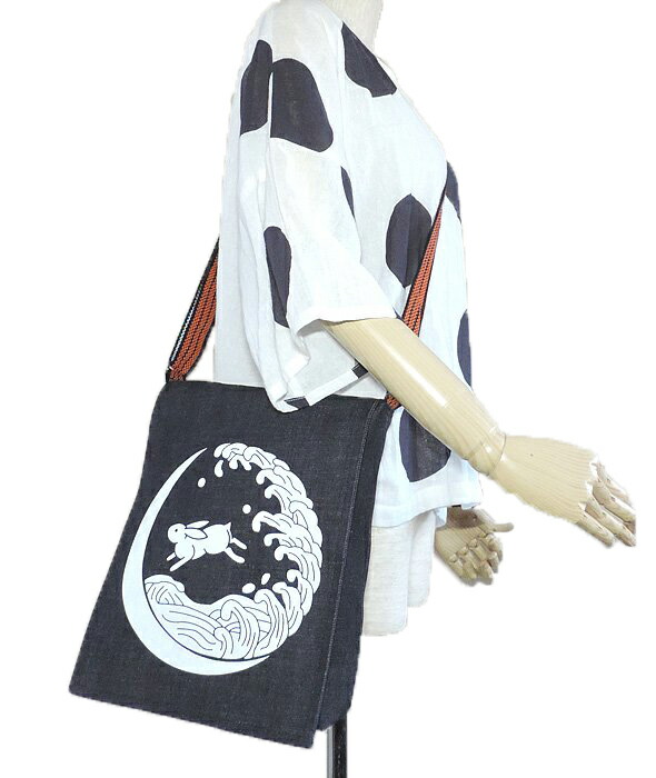 楽天市場】デニムショルダーバッグ 浪に月うさぎ 倉敷デニム 兎柄