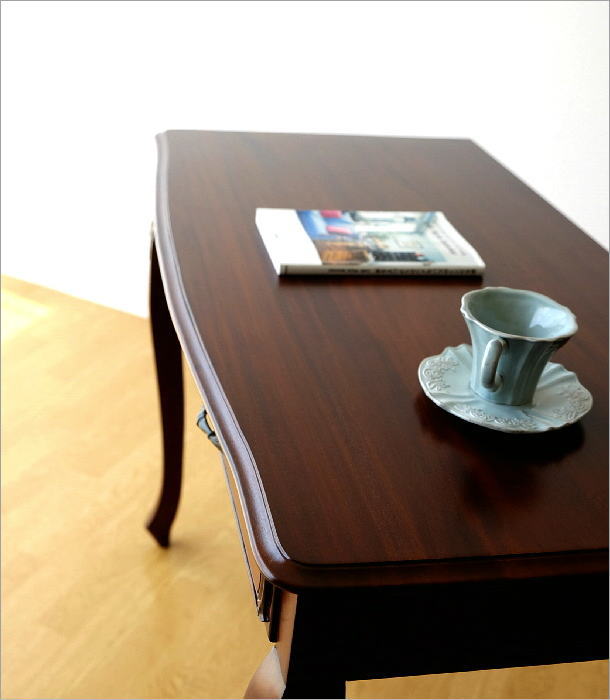 楽天市場】マホガニー無垢材 机 デスク 木製 総無垢材 猫脚 猫足