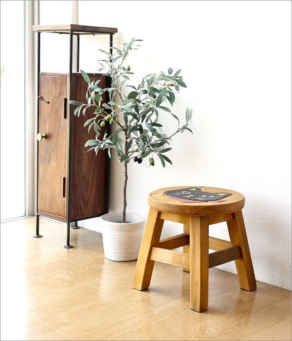 楽天市場】天然木のかわいい丸イス 木製スツール 猫 雑貨 無垢材 ミニ