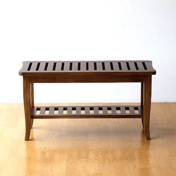 楽天市場】ベンチ 木製 玄関 おしゃれ 下棚付き 天然木 無垢材