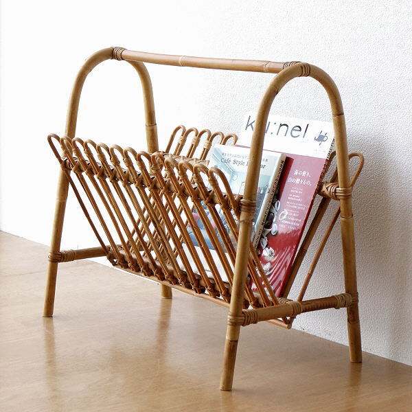 楽天市場】マガジンラック ラタン おしゃれ スタンド 新聞 雑誌 絵本