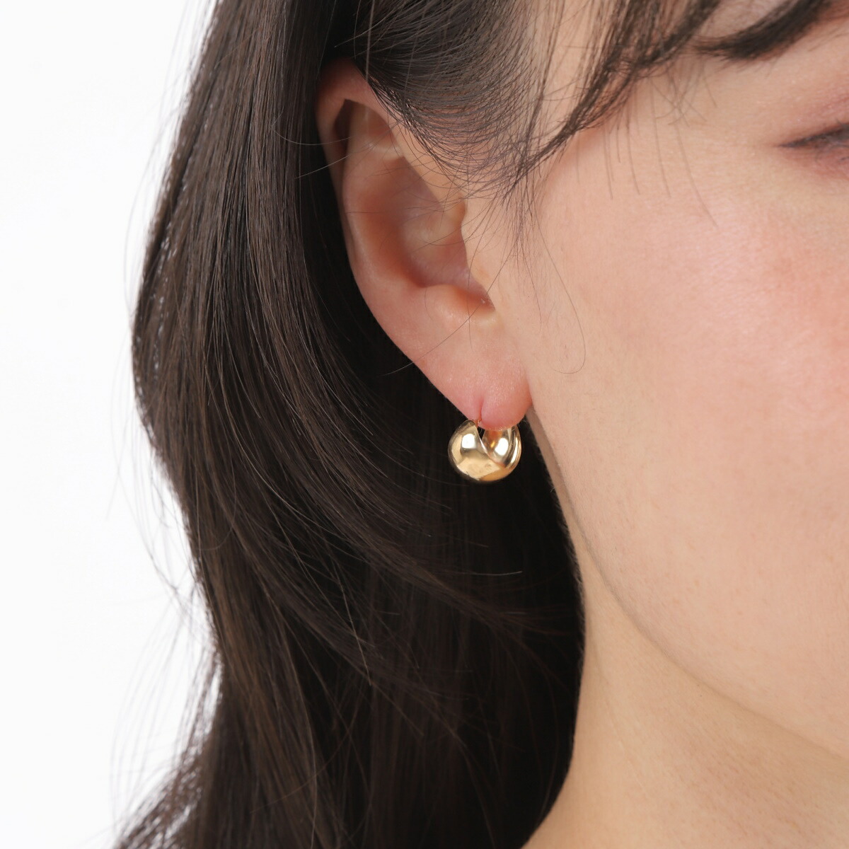 楽天市場】18金 フープピアス 月甲 10×13mm 両耳 レディース メンズ