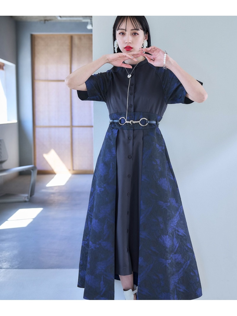 楽天市場】【SALE／21%OFF】ジャガードキリカエスタンドエリワンピース