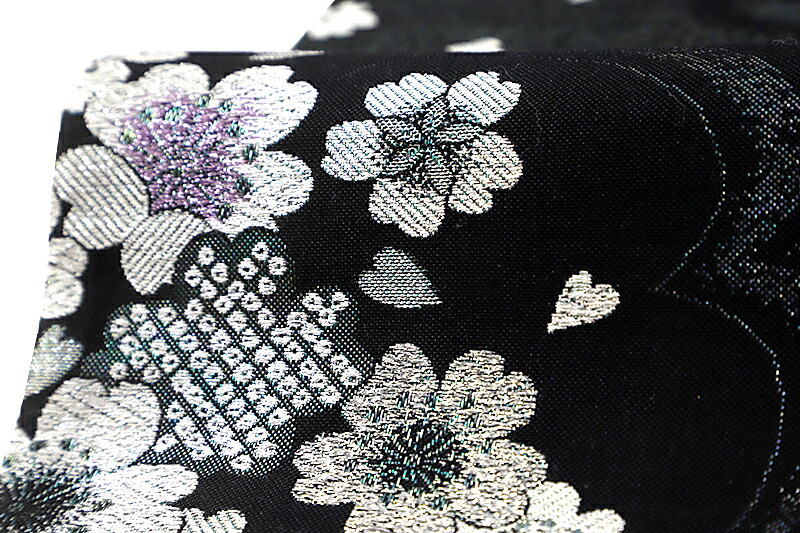 楽天市場】【 中古 】 袋帯 振袖用 リサイクル 正絹 黒 桜 花びら