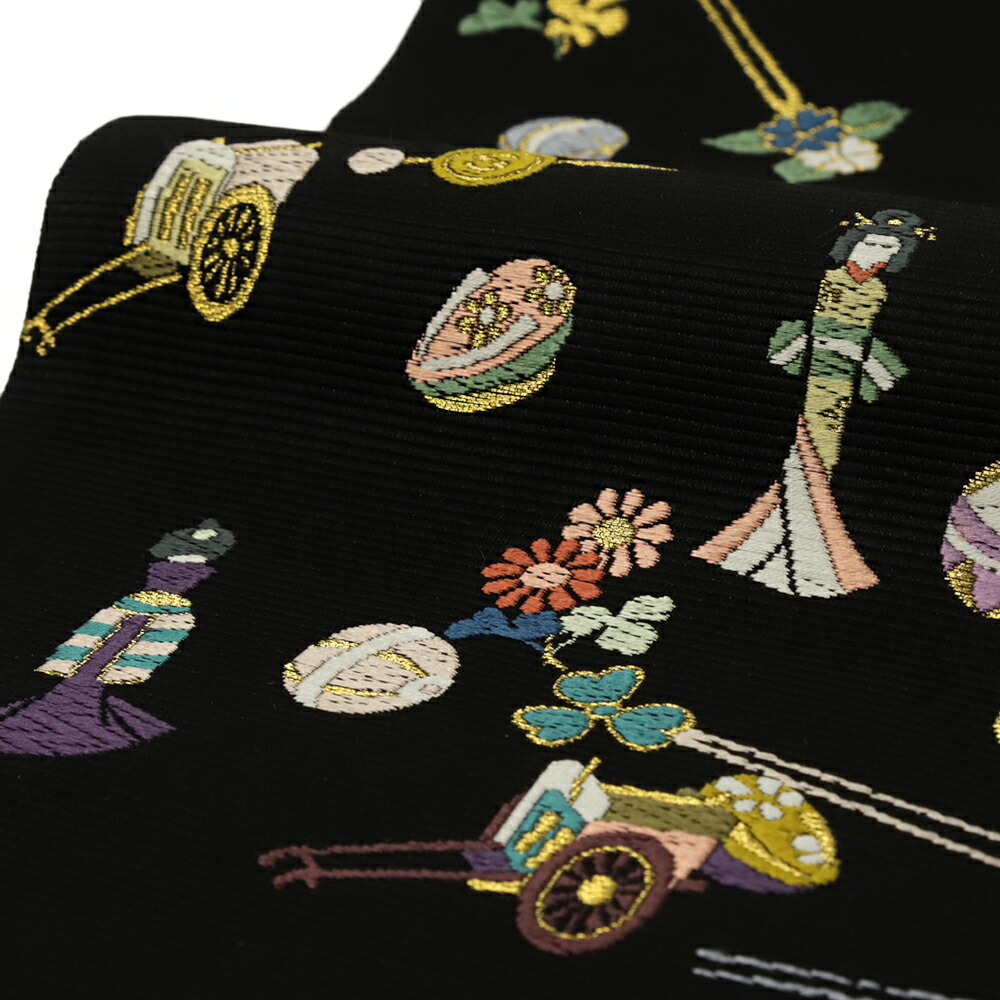 楽天市場】袋帯 山下織物 正絹 黒地 優彩好日紋 唐織 仕立て上がり