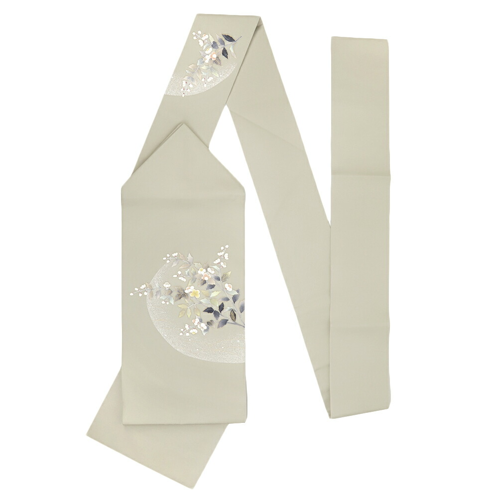 楽天市場】【 中古 】 名古屋帯 長尺 正絹 グレージュ 中古 未使用 花