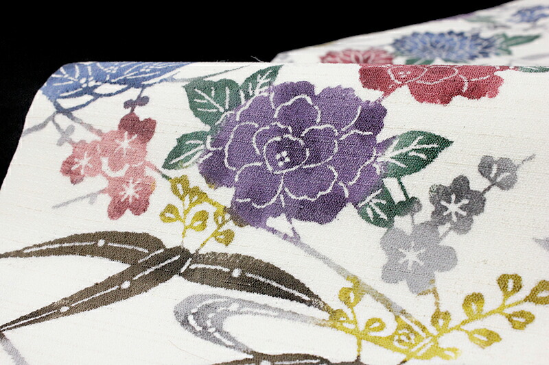 楽天市場】名古屋帯 江戸紅型 紅型染 和染紅型 浜紬 浜つむぎ 網織紬