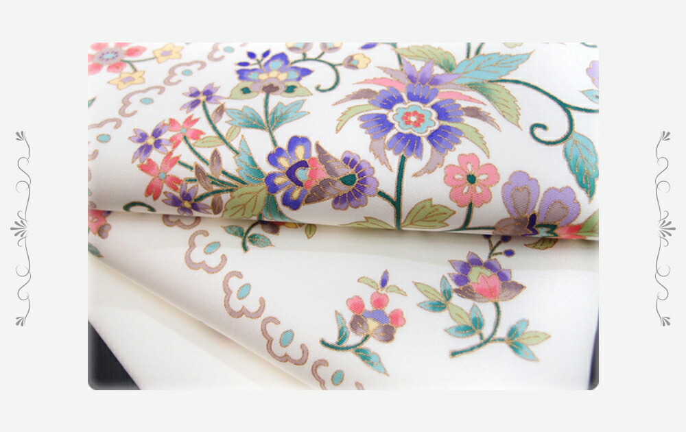 楽天市場】岡重 名古屋帯 駒塩瀬 九寸 未仕立て 正絹 白 更紗文様 金彩