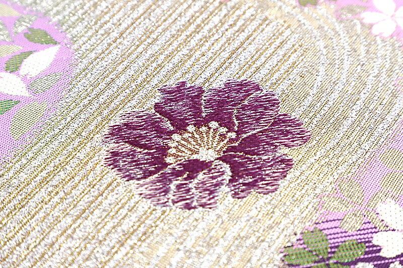 楽天市場】【 中古 】 袋帯 振袖用 正絹 唐織 引箔 金 銀 渋紫 ピンク