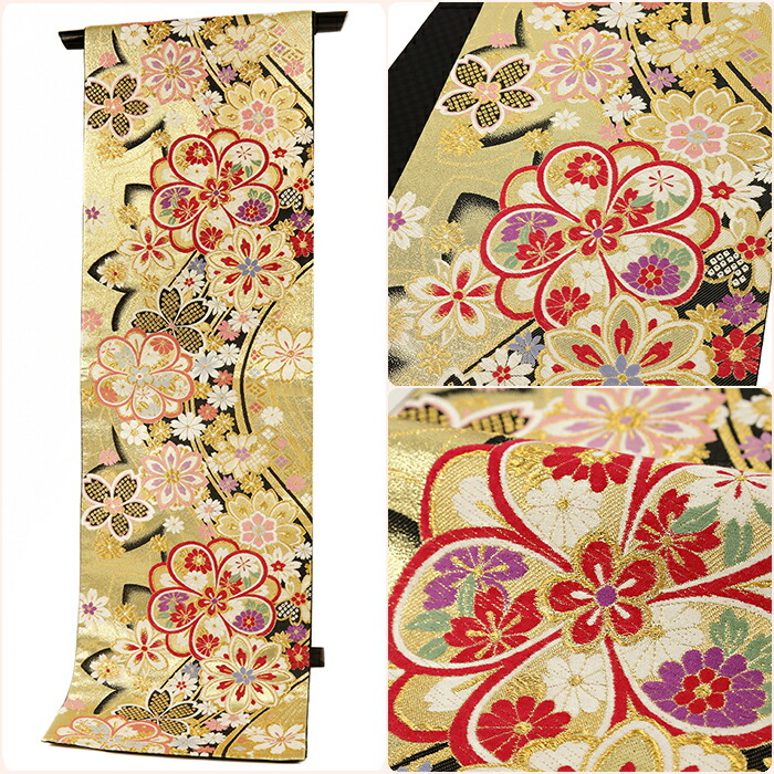 楽天市場】【 中古 】 袋帯 振袖用 金 シルバー 中古 花 桜 梅 菊 牡丹