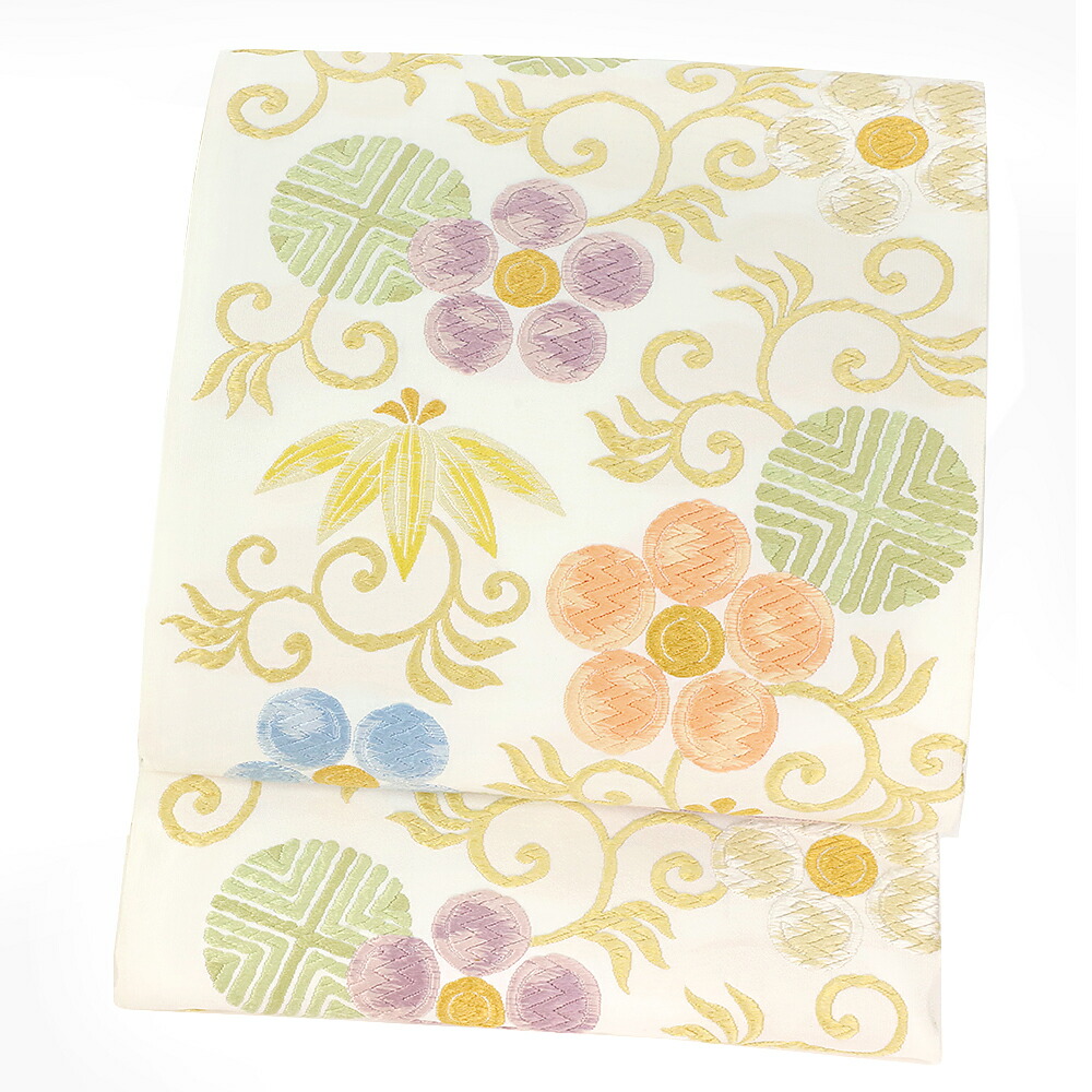 楽天市場】袋帯 唐織 正絹 洛陽織物 西陣織 正絹 白 笹蔓緞子 花 笹 蔓