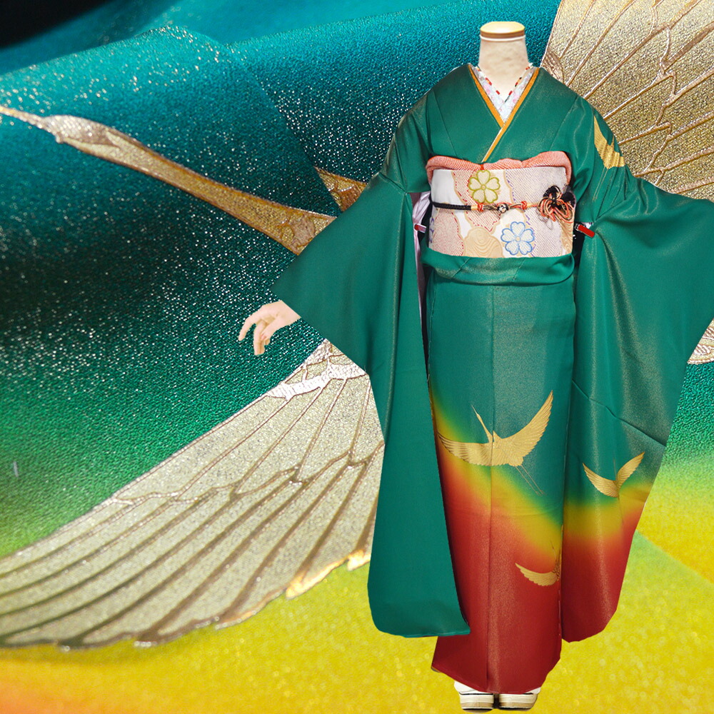 楽天市場】【レンタル】 お仕立付 手染め 京友禅 金彩 正絹 振袖 30点