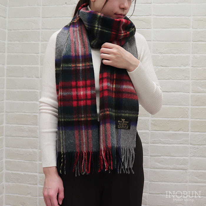 楽天市場】Glen Prince マフラー ライトグレー系 TK306 190 x 35cm