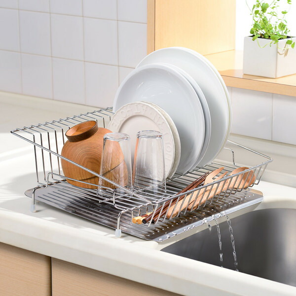 楽天市場】水切りラック 水が流れる ステンレス 水切りカゴ leye