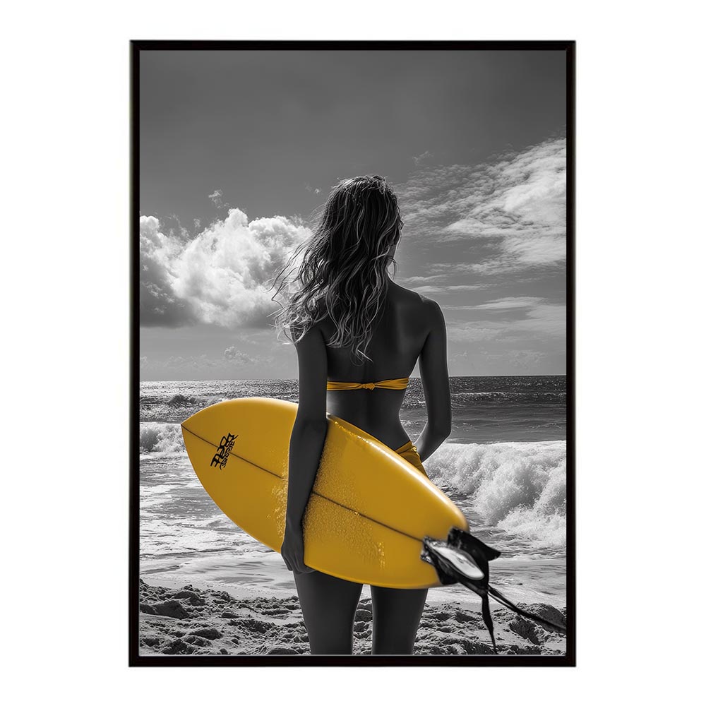 楽天市場】サーフガール モノクロ 海 サーフィン サーフボード