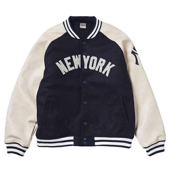 楽天市場】ヤンキース スタジャン（カラーネイビー）（メンズ
