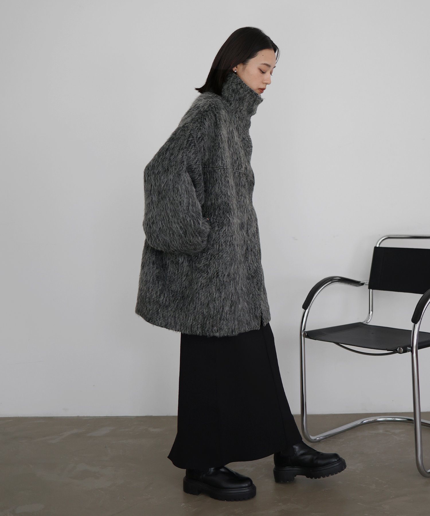 hellam｜シャギースタンドカラーコート | Rakuten Fashion(楽天