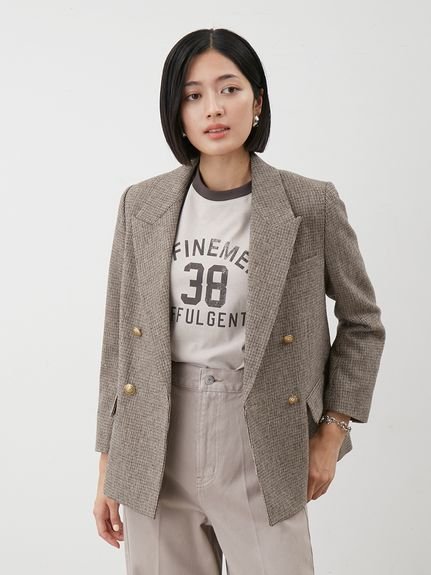 Mila Owen｜チェック金釦ダブルブレストブレザー | Rakuten Fashion