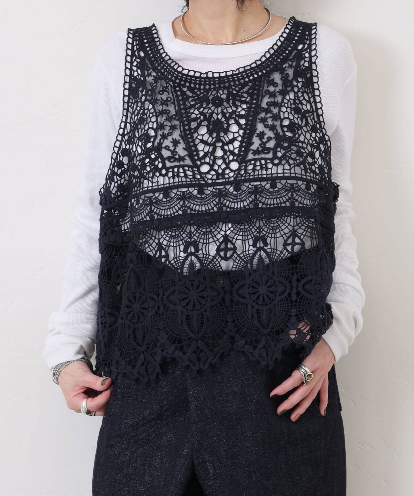 journal standard luxe｜《追加予約》レースMIXノースリーブブラウス