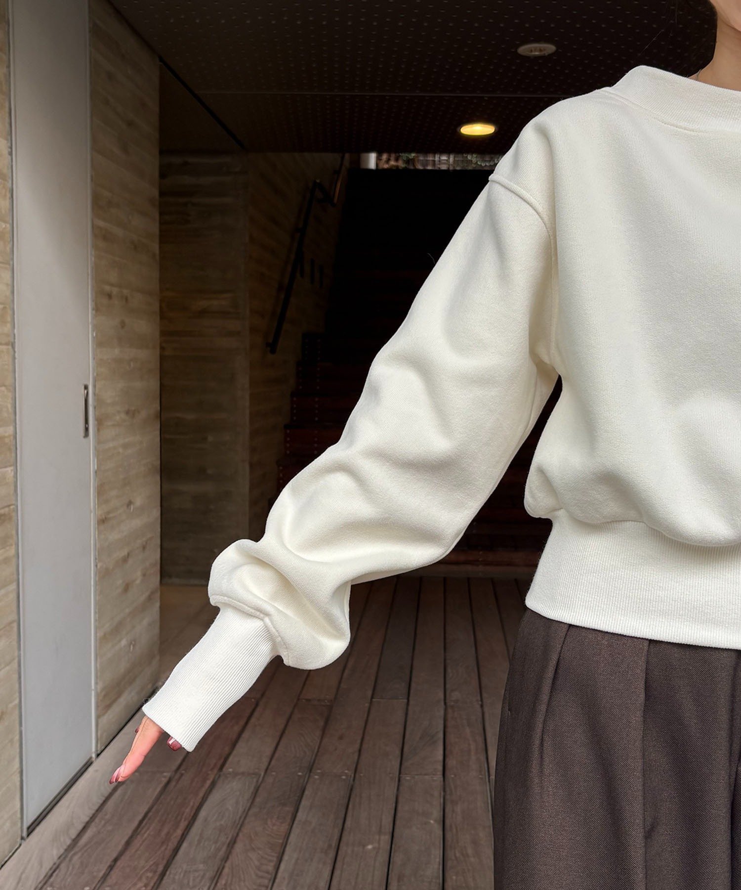 1ポイントボンディングスウェット アイボリー カプリシュ レマージュ