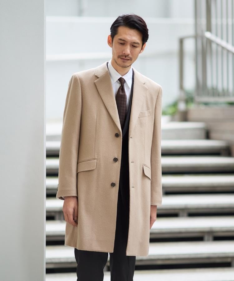 TAKEO KIKUCHI｜カシミヤブレンド ビーバー調チェスターコート