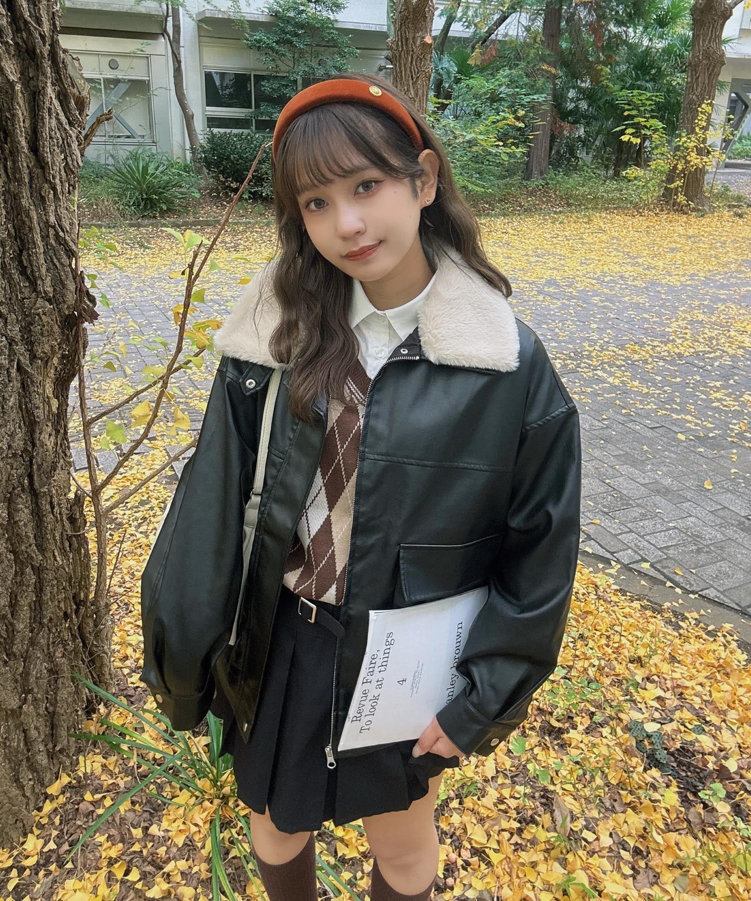 AS KNOW AS plus｜◇取り外し可能 ファー衿付き 2WAYフェイクレザー