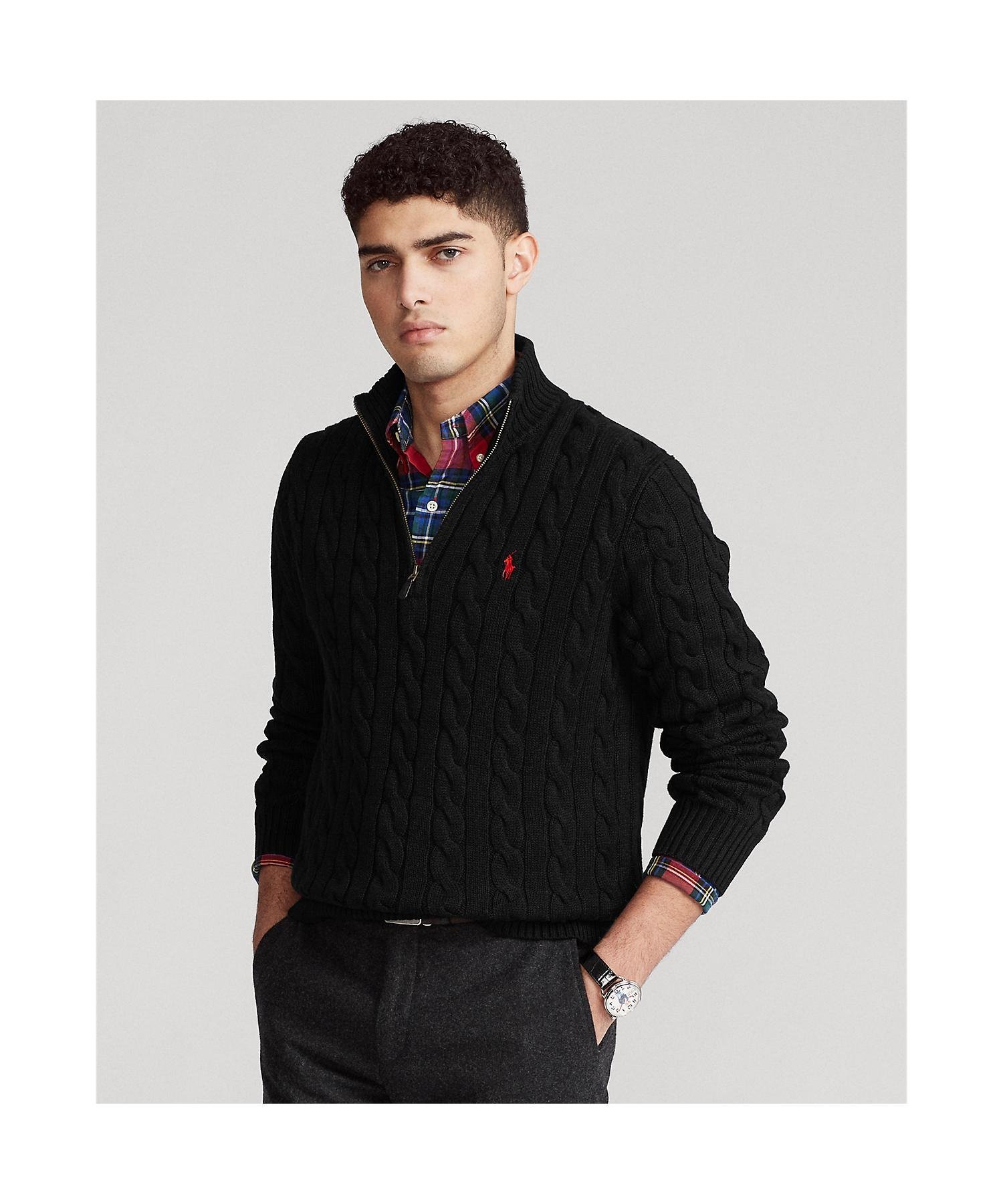 RALPH LAUREN｜ケーブルニット コットン クォータージップ セーター