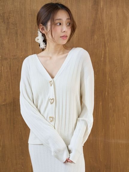 SNIDEL HOME｜【Creamy】ハートボタンカーディガン | Rakuten Fashion