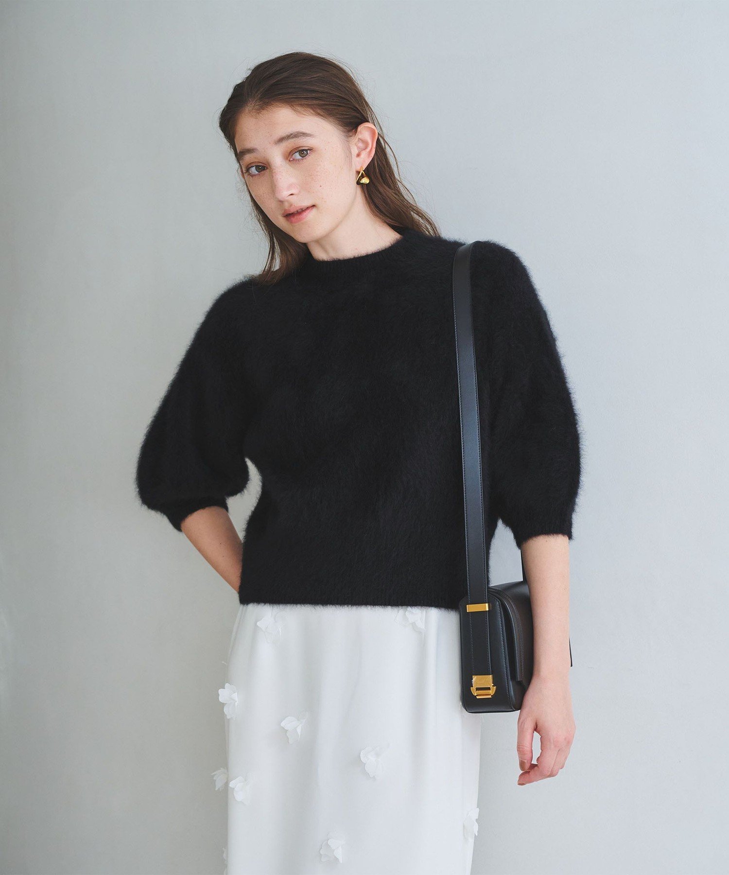 UNITED ARROWS｜フォックスカシミヤ パフ ハーフスリーブ ニット