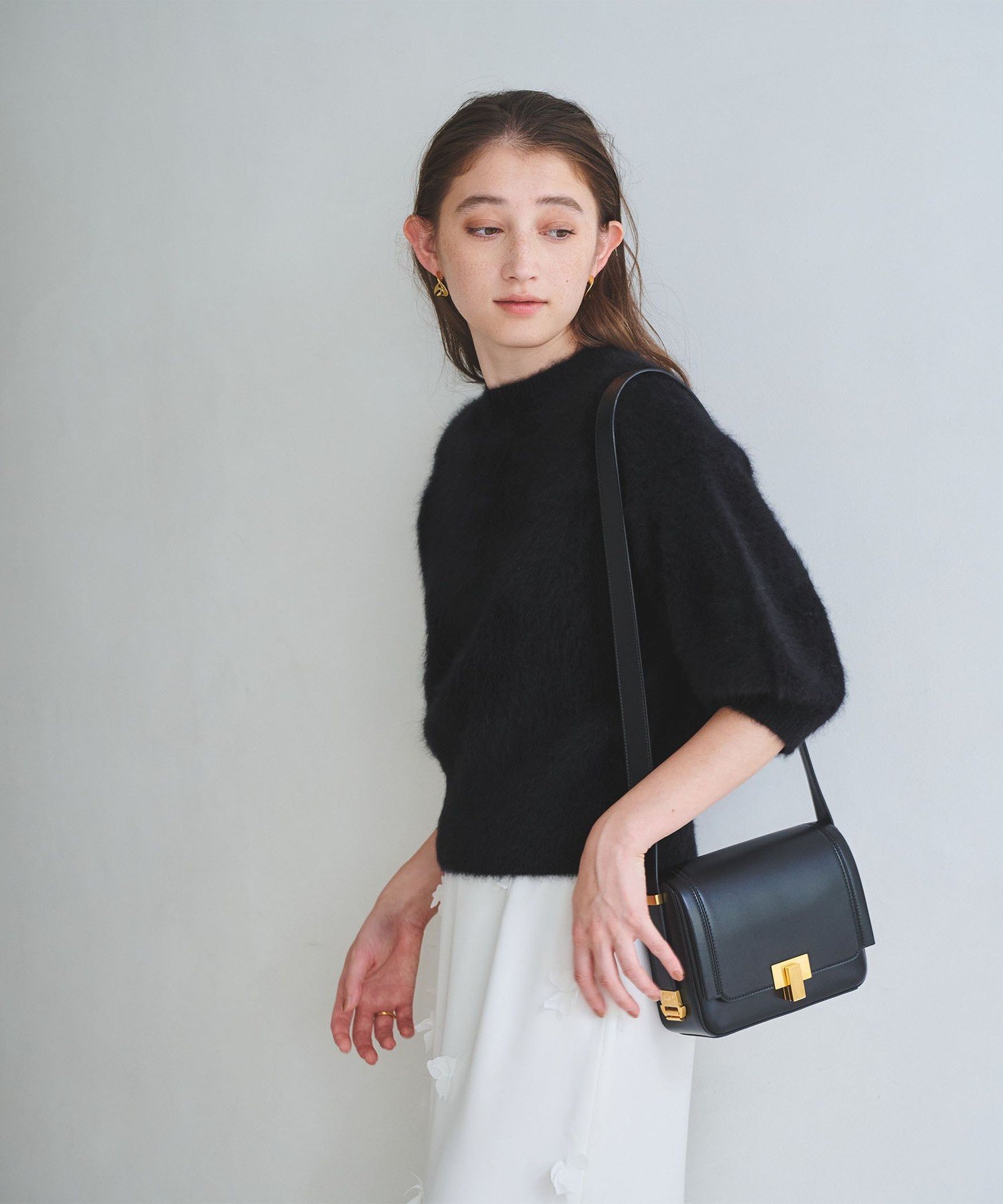 UNITED ARROWS｜フォックスカシミヤ パフ ハーフスリーブ ニット