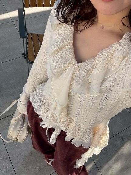 LILY BROWN｜ボリュームフリルニットトップス | Rakuten Fashion(楽天