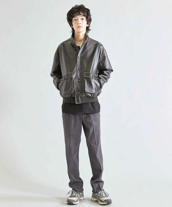 MEN'S BIGI｜ビーガンレザースタンドブルゾン | Rakuten Fashion(楽天