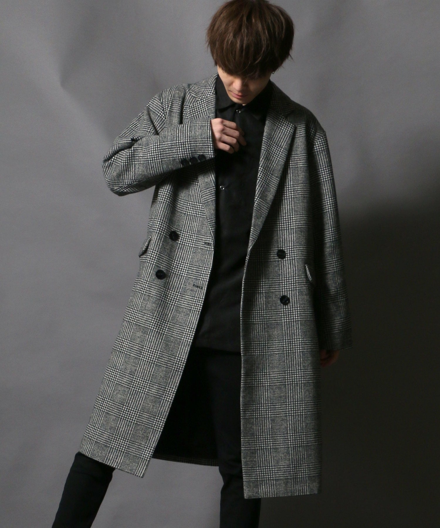 SITRY｜ブリティッシュチェック ダブルブレスト チェスターコート