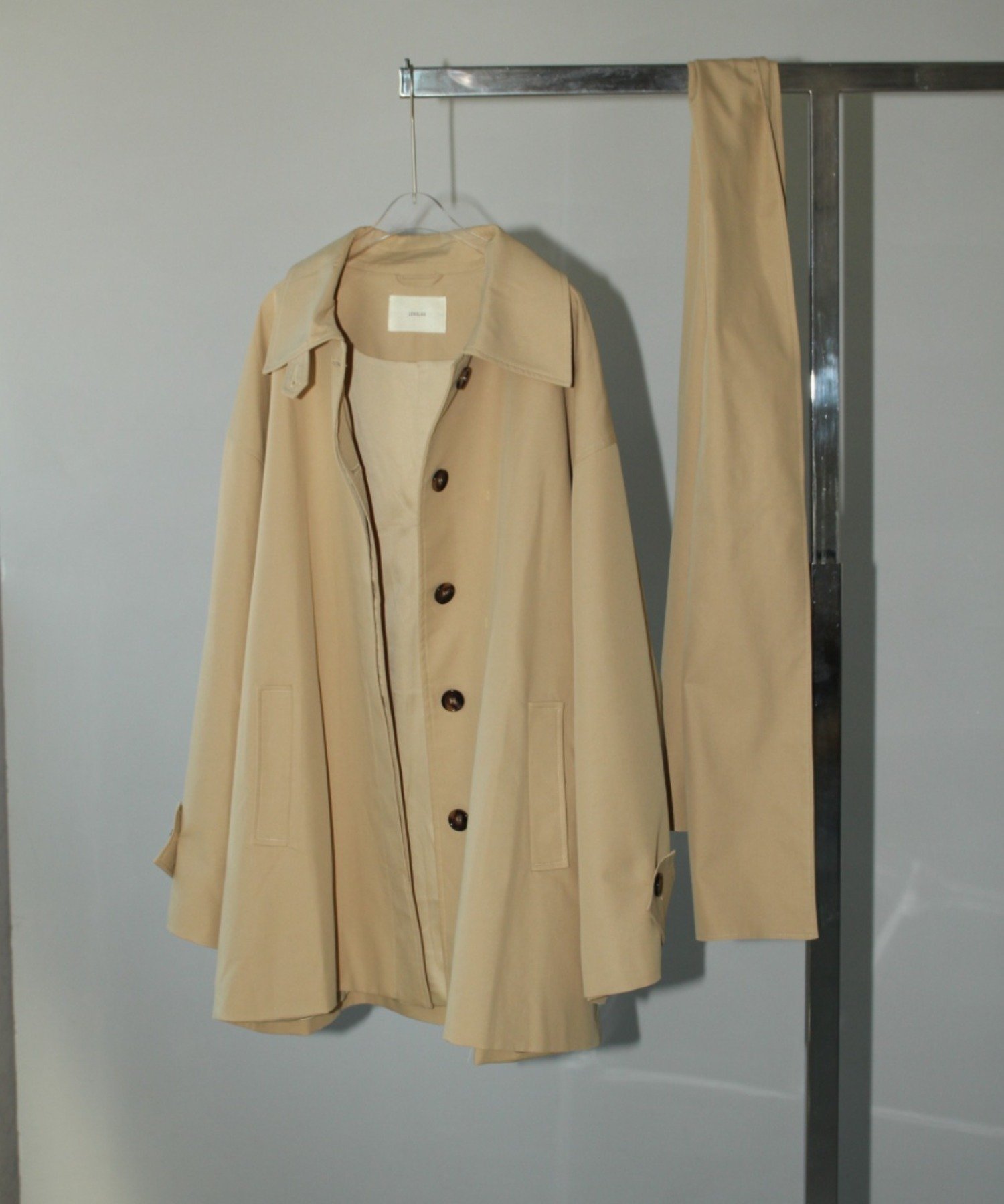 chuclla｜【LONSLAN】ワイドスリーブ ステンカラーオーバーコート