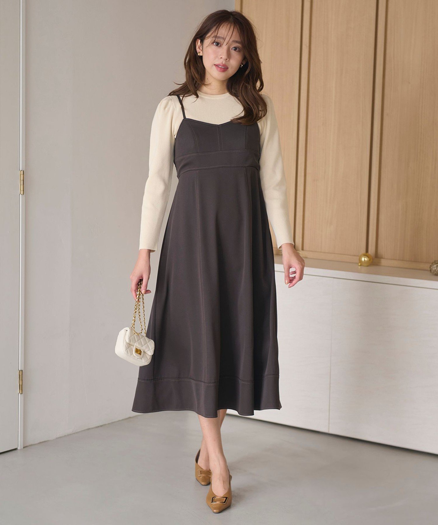 Feroux｜【新色追加・洗える】バックリボン キャミワンピース