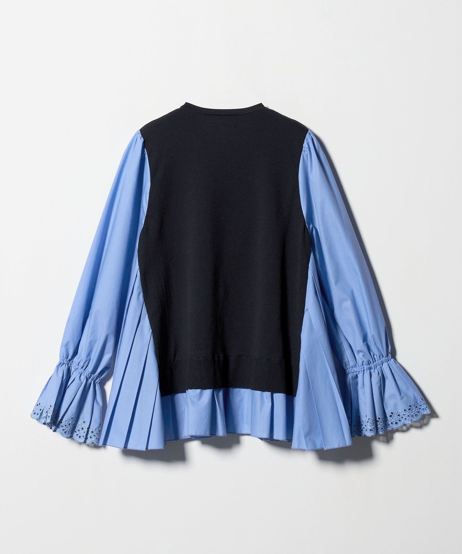 UNITED ARROWS｜プリーツ コンビ ニット ブラウス -ウォッシャブル