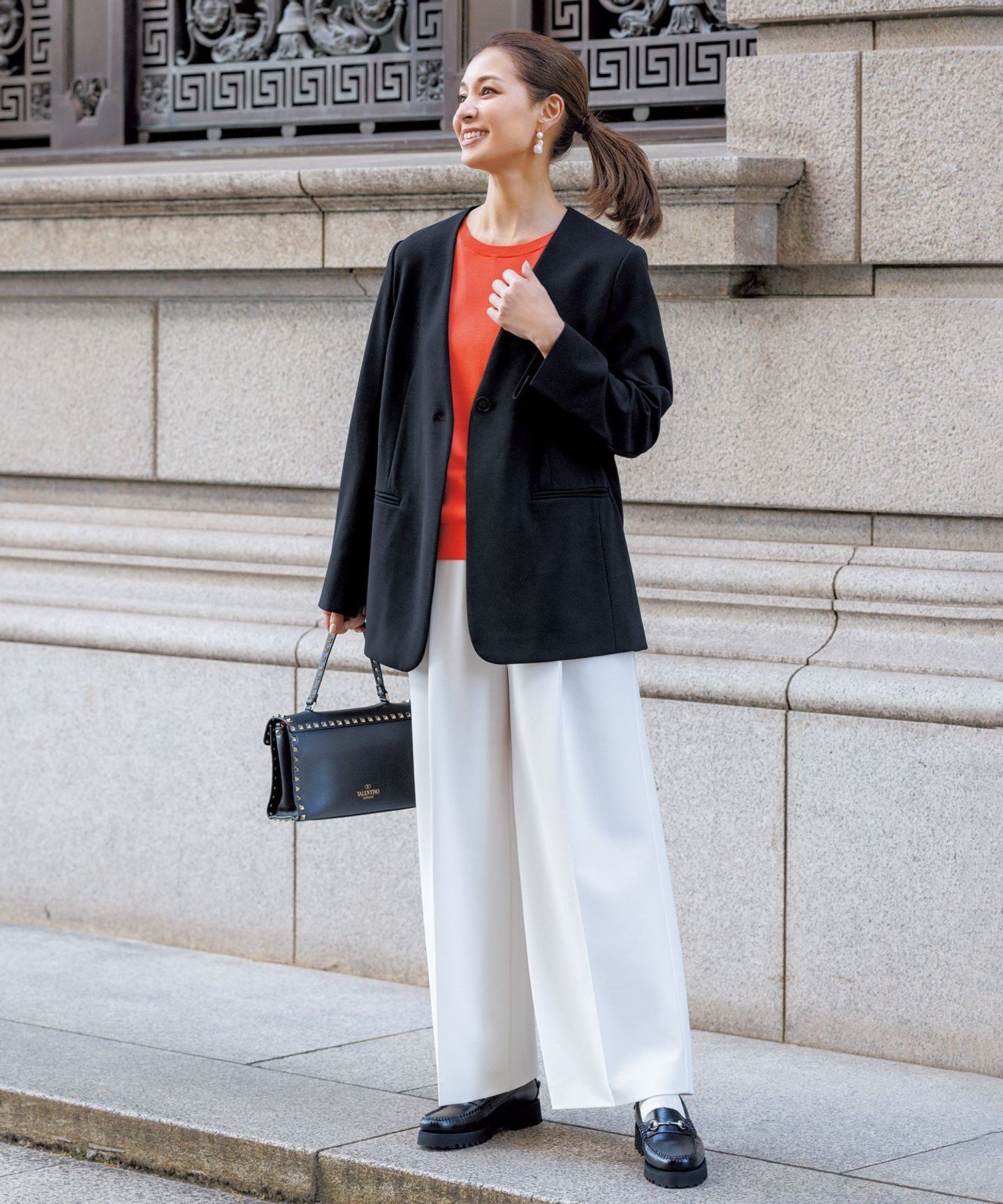 UNFILO｜【セレモニー】BEAUTY MOVE ボタン付き ノーカラージャケット