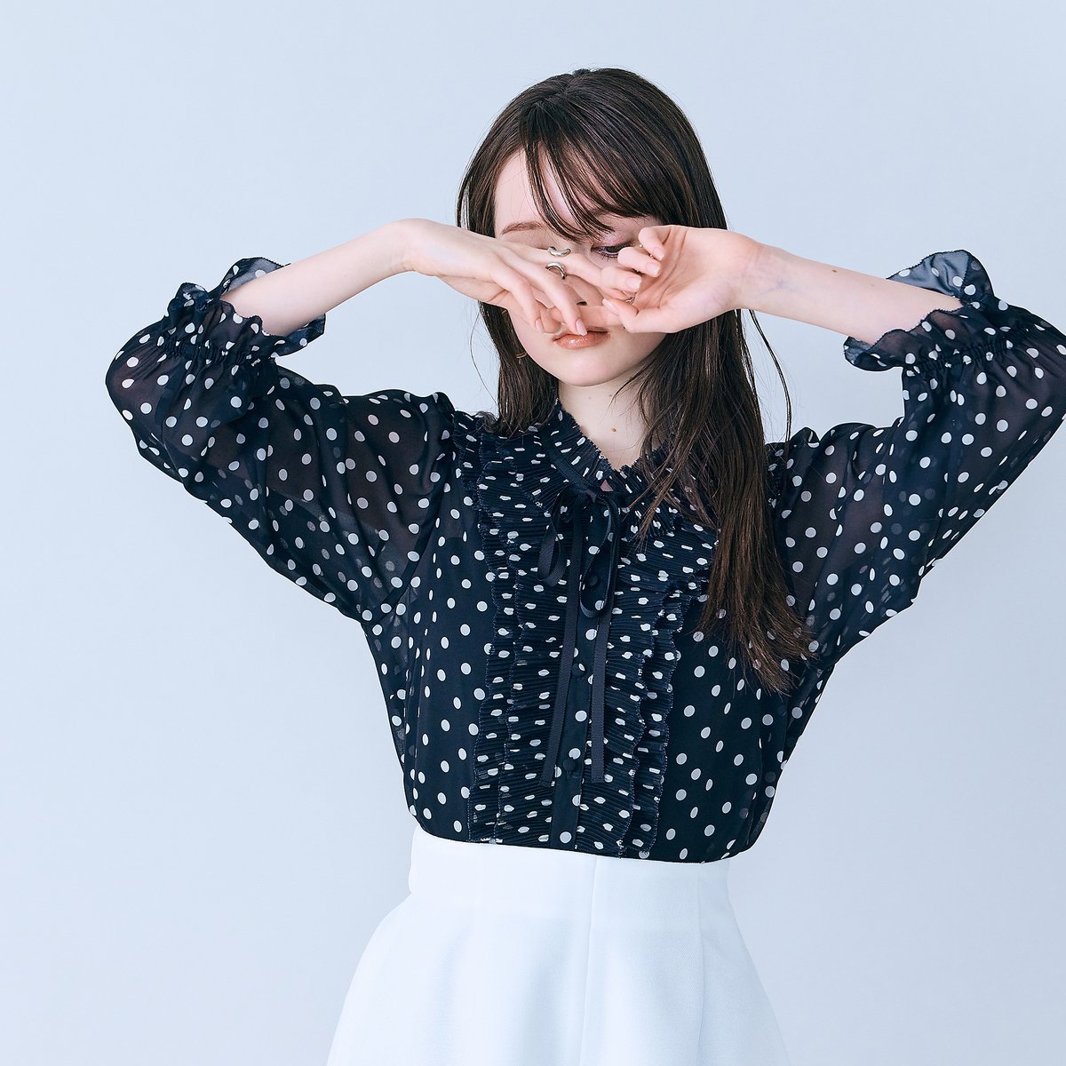 Rose Tiara｜シアープリーツフリルブラウス/ ドット | Rakuten Fashion