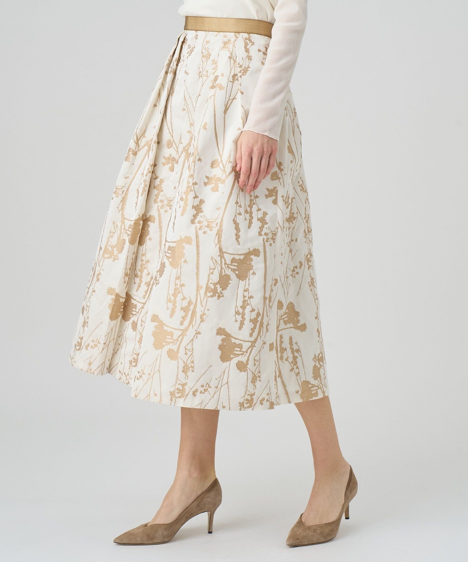 ANAYI｜シルエットフラワージャガードタックスカート | Rakuten