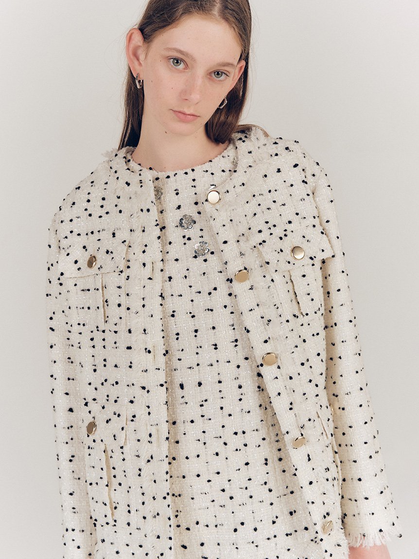 LILY BROWN｜ノーカラーツイードジャケット | Rakuten Fashion(楽天