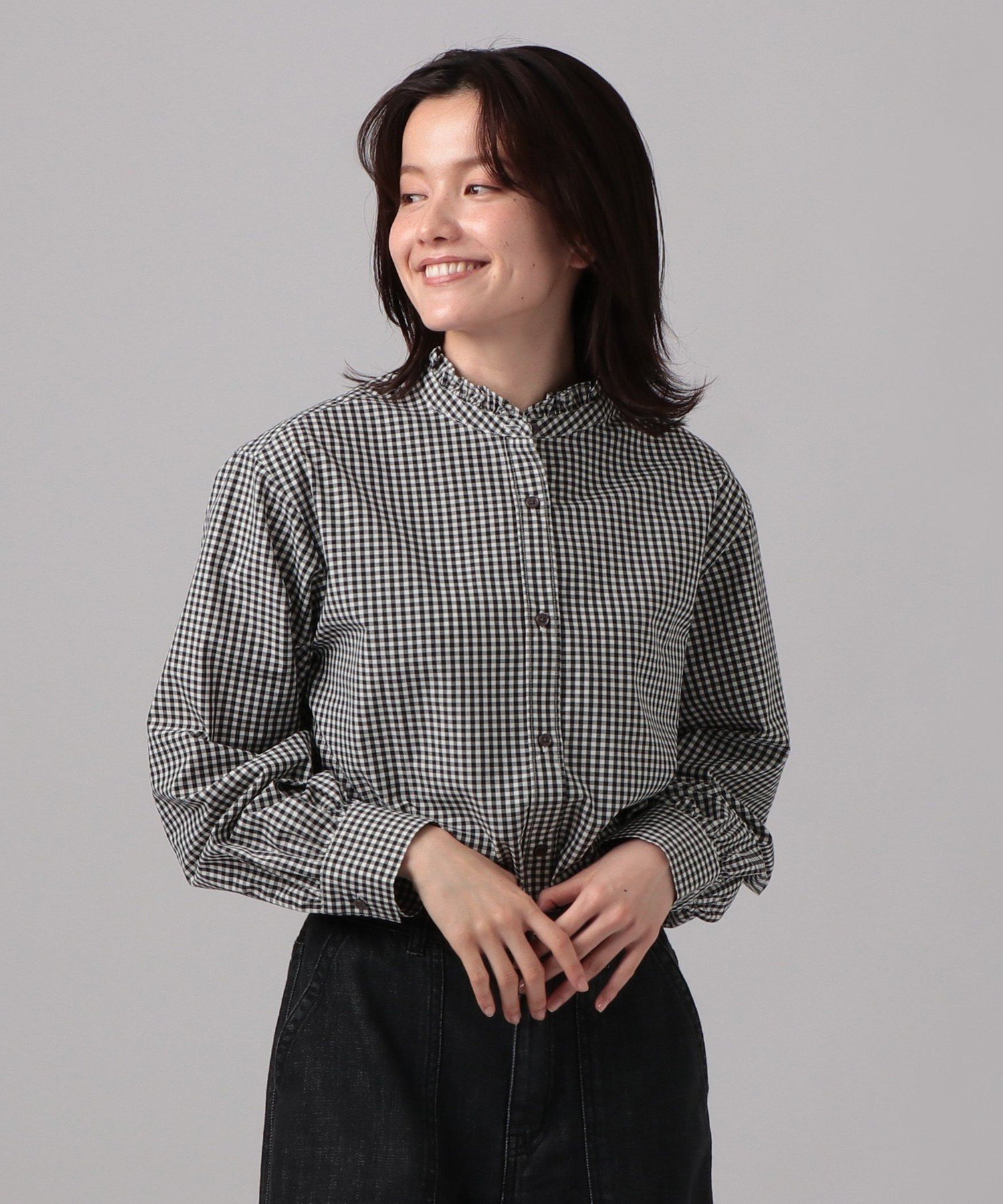 Afternoon Tea LIVING｜ギンガムチェックブロードフリルカラーブラウス