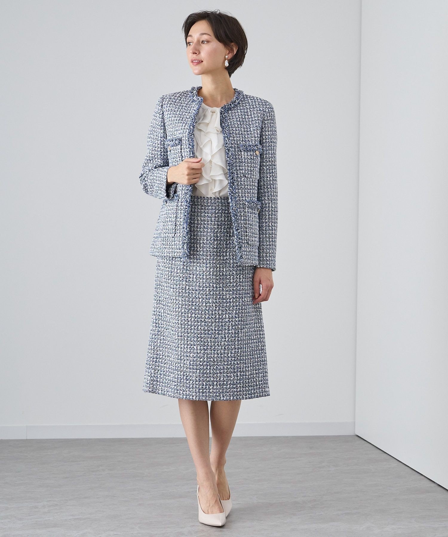 ANAYI｜【Eternal Line 2024】ミックスツイードロングノーカラー