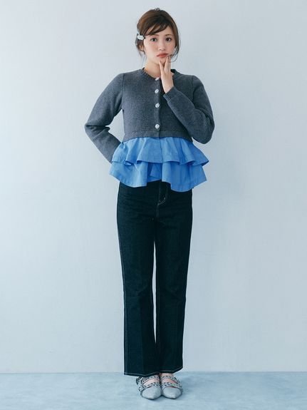 FURFUR｜【WEB限定カラー】ペプラムレイヤードカーディガン | Rakuten