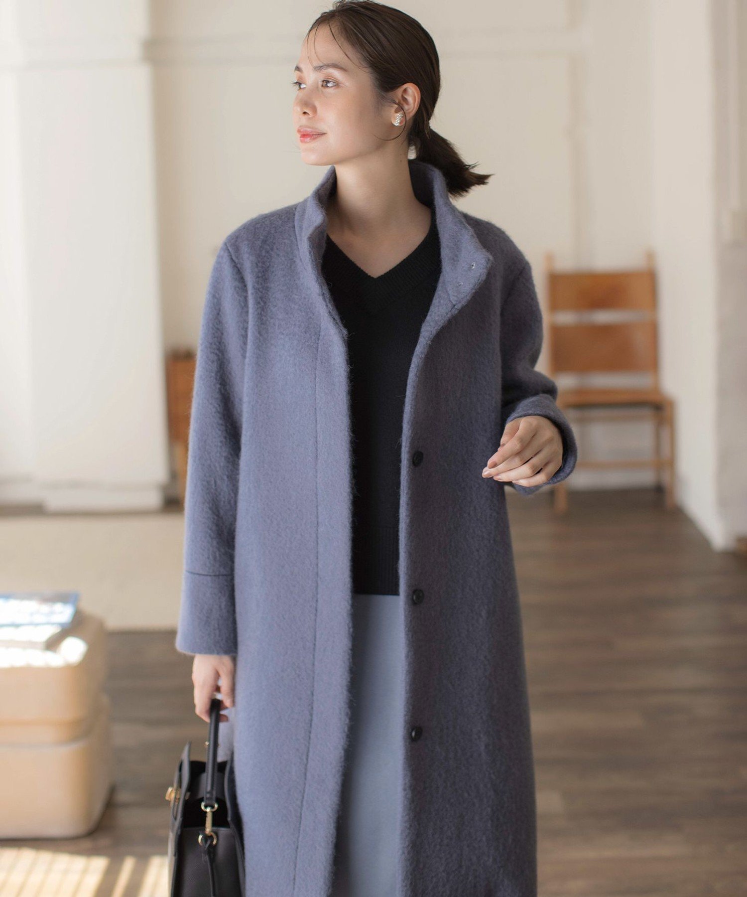 組曲｜スタンドカラーシャギーコート | Rakuten Fashion(楽天
